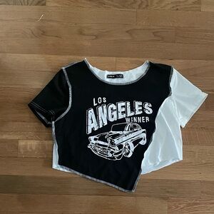 SHEIN Black and White Los Angeles Winner Tee